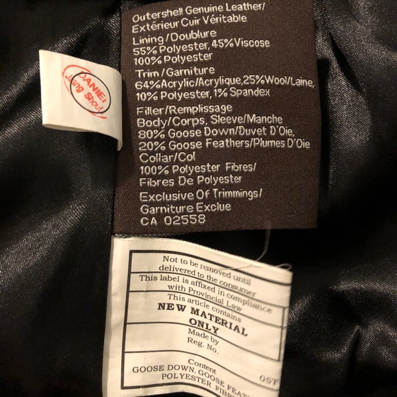 Vintage Black Soft Leather Danier Down Filled Puffer Jacket, Size Small - Picture 5 of 6